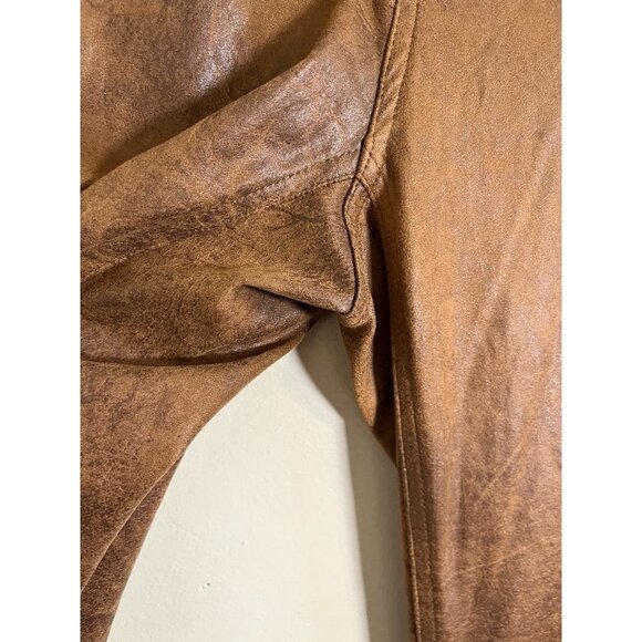 Retro Leather Wide Leg Pant Brown 16W Boho Western Concert Country Festival 80s - Picture 4 of 11